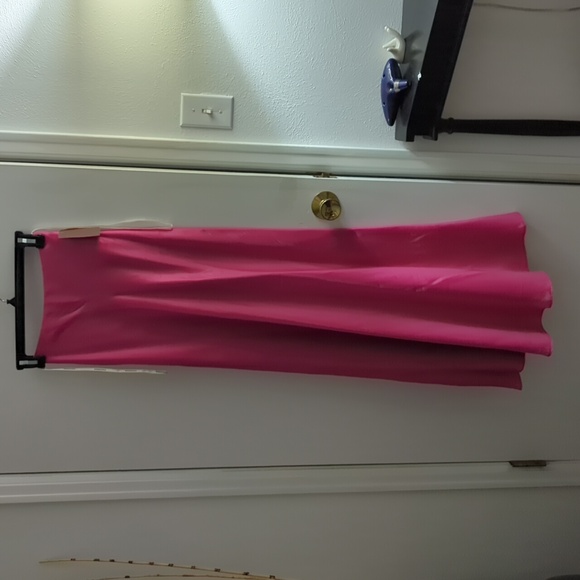 Prom Dress Side 1/2 Hot Pink Corset Two Piece Tie Back - Picture 3 of 4